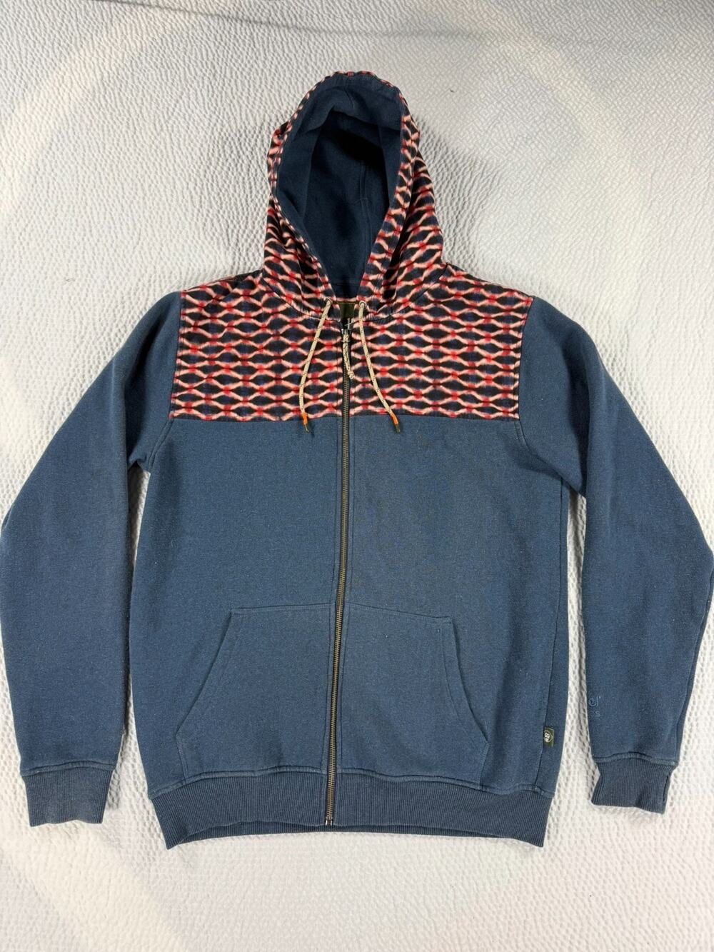 Howler Bros Shaman Hoodie Mens Medium Blue Aztec Southwest Pockets Full Zip